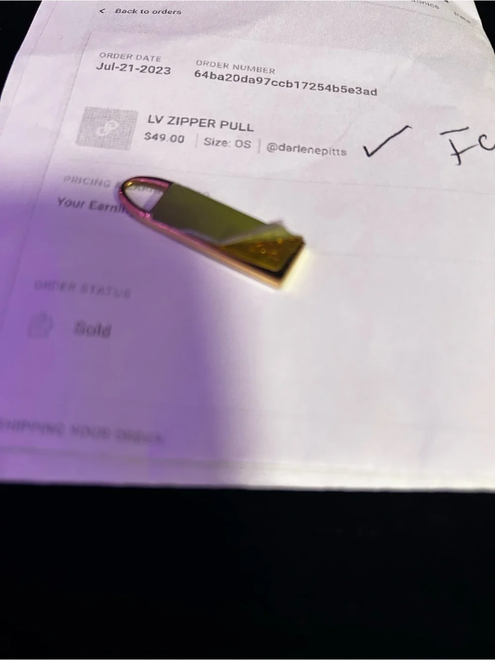 Zipper Pull on Paper